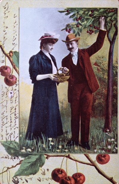 Couple Picking Cherries, c.1908 by Hungarian School